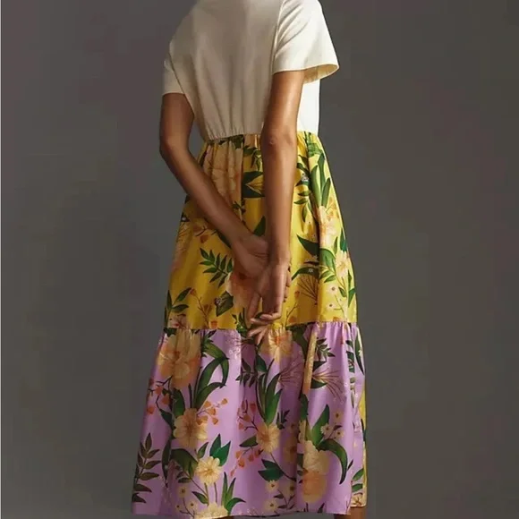 farm rio t shirt tiered dress anthropology poplin sz S NWT - Picture 4 of 5